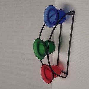 BX 40: Metal Tiered Votive Candle Holder Curved Red, Blue, Green,